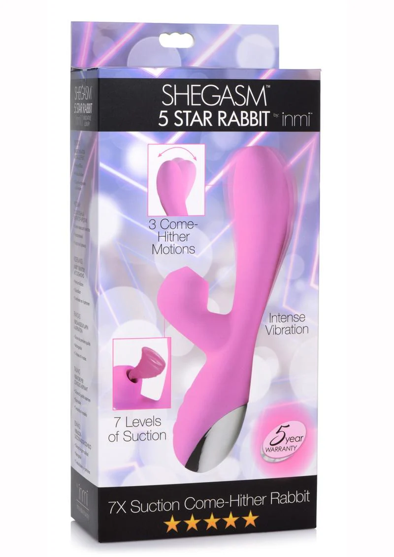 Inmi Shegasm 5 Star Rabbit Suction Come Hither Rechargeable Silicone Vibrator - Image 2
