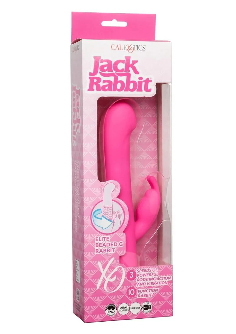 Jack Rabbit Elite Beaded G Rabbit Silicone Rechargeable Vibrator with Clitoral Stimulator - Image 2