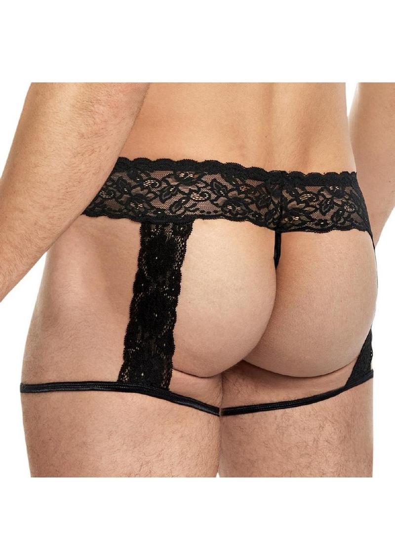 Lace King Men's Lace and Mesh Garter Panty - Image 16