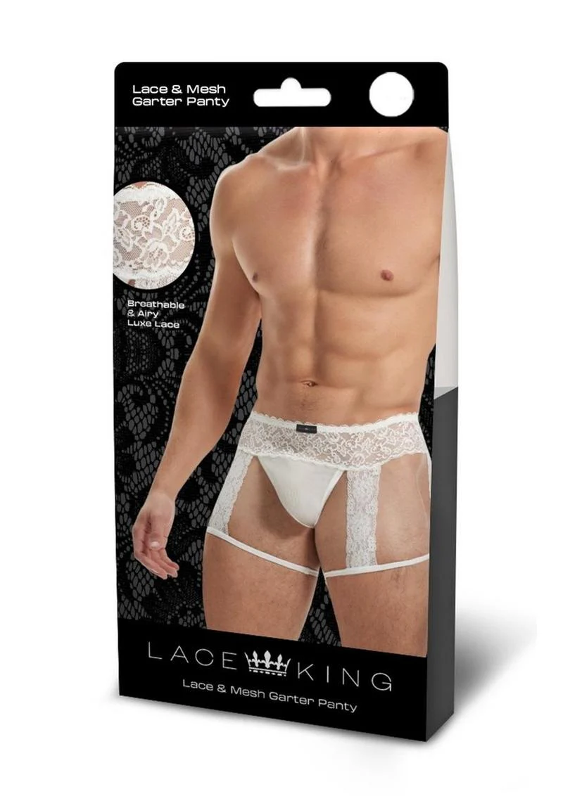 Lace King Men's Lace and Mesh Garter Panty - Image 9