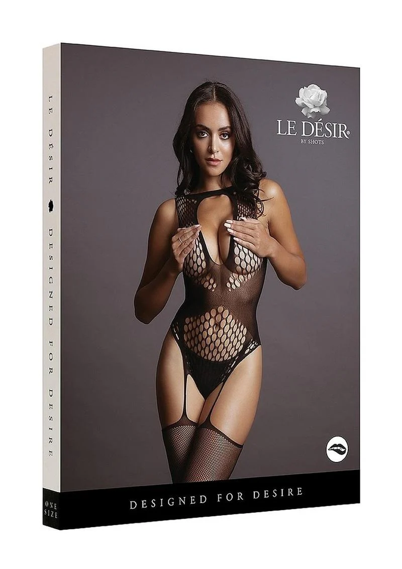 Le Desir Contrast Suspender Bodystocking - Image 2