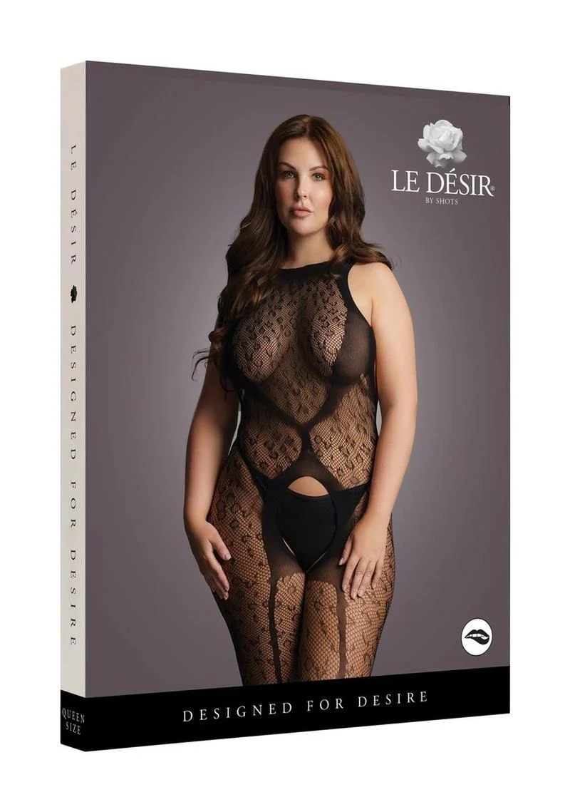 Le Desir Crotchless Leopard Bodystocking - Image 2