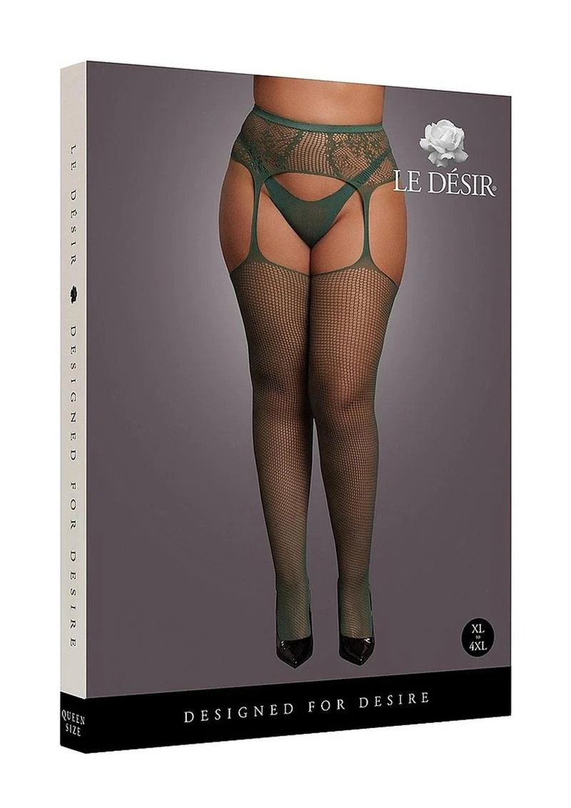 Le Desir Fishnet and Lace Garterbelt Stocking - Image 4