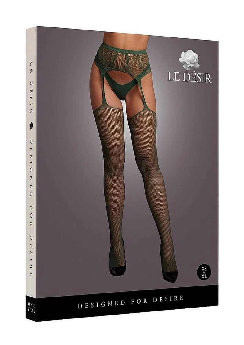 Le Desir Fishnet and Lace Garterbelt Stocking - Image 7