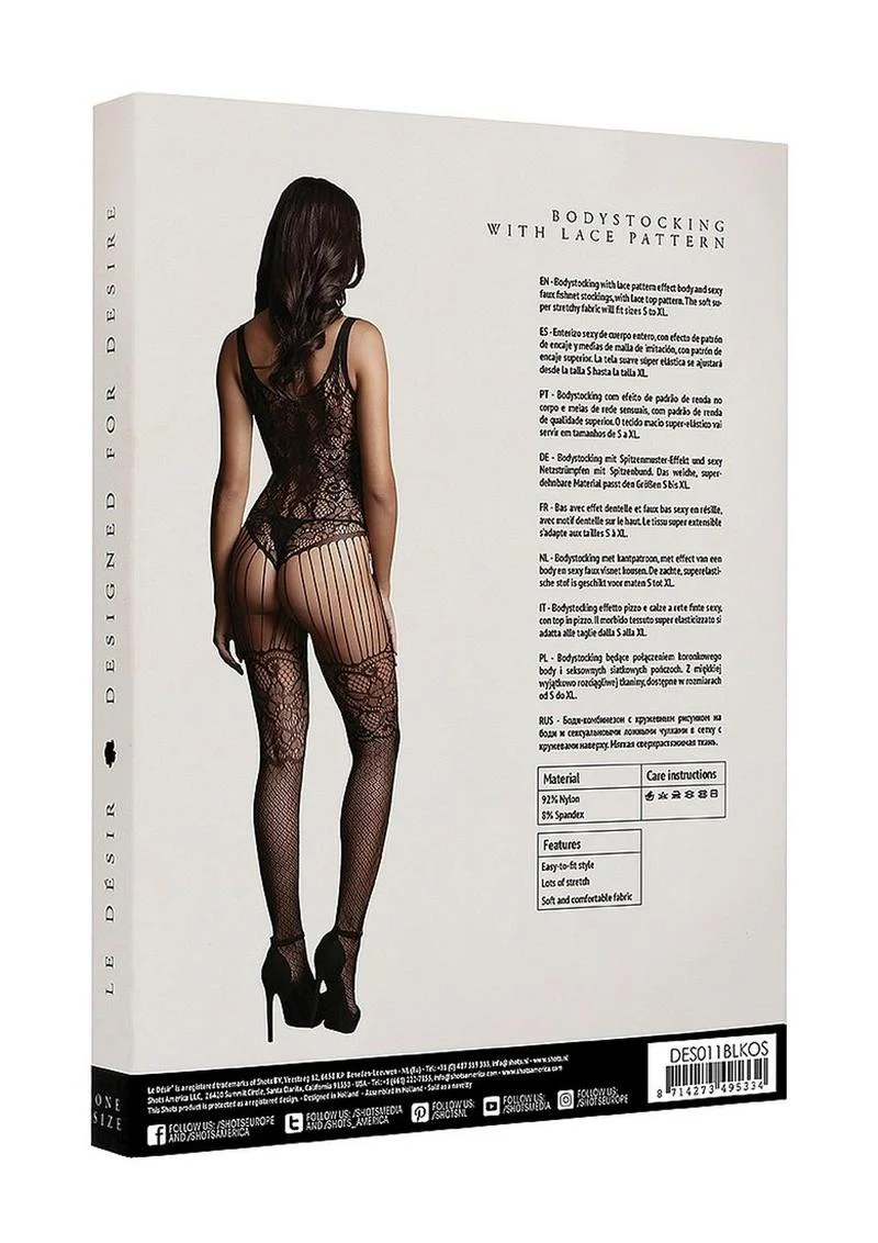 Le Desir Lace and Fishnet Bodystocking - Image 8