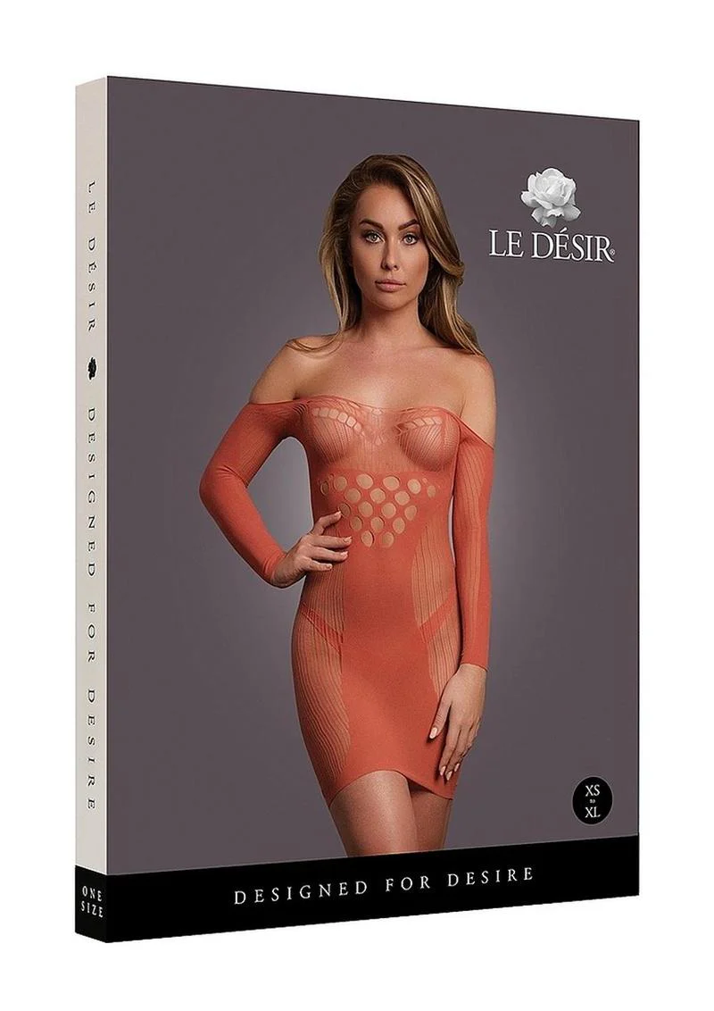 Le Desir Long Sleeved Net Mini Dress - One Size - Sunset Glow - Image 2