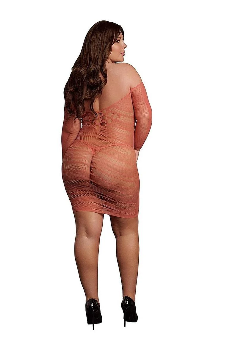 Le Desir Long Sleeved Net Mini Dress - Queen - Sunset Glow - Image 3