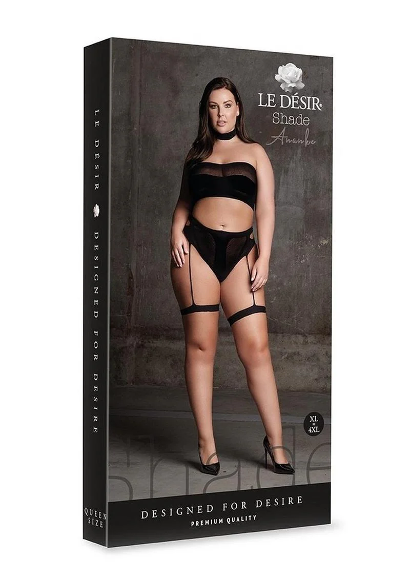 "Le Desir Shade Ananke Xii Three Piece with Choker, Bandeau Top and Pantie with Garters" - Image 2