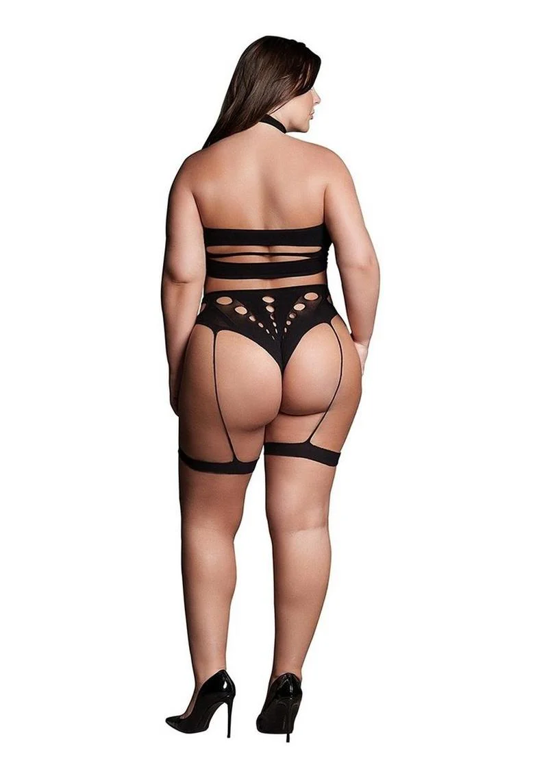 "Le Desir Shade Ananke Xii Three Piece with Choker, Bandeau Top and Pantie with Garters" - Image 3