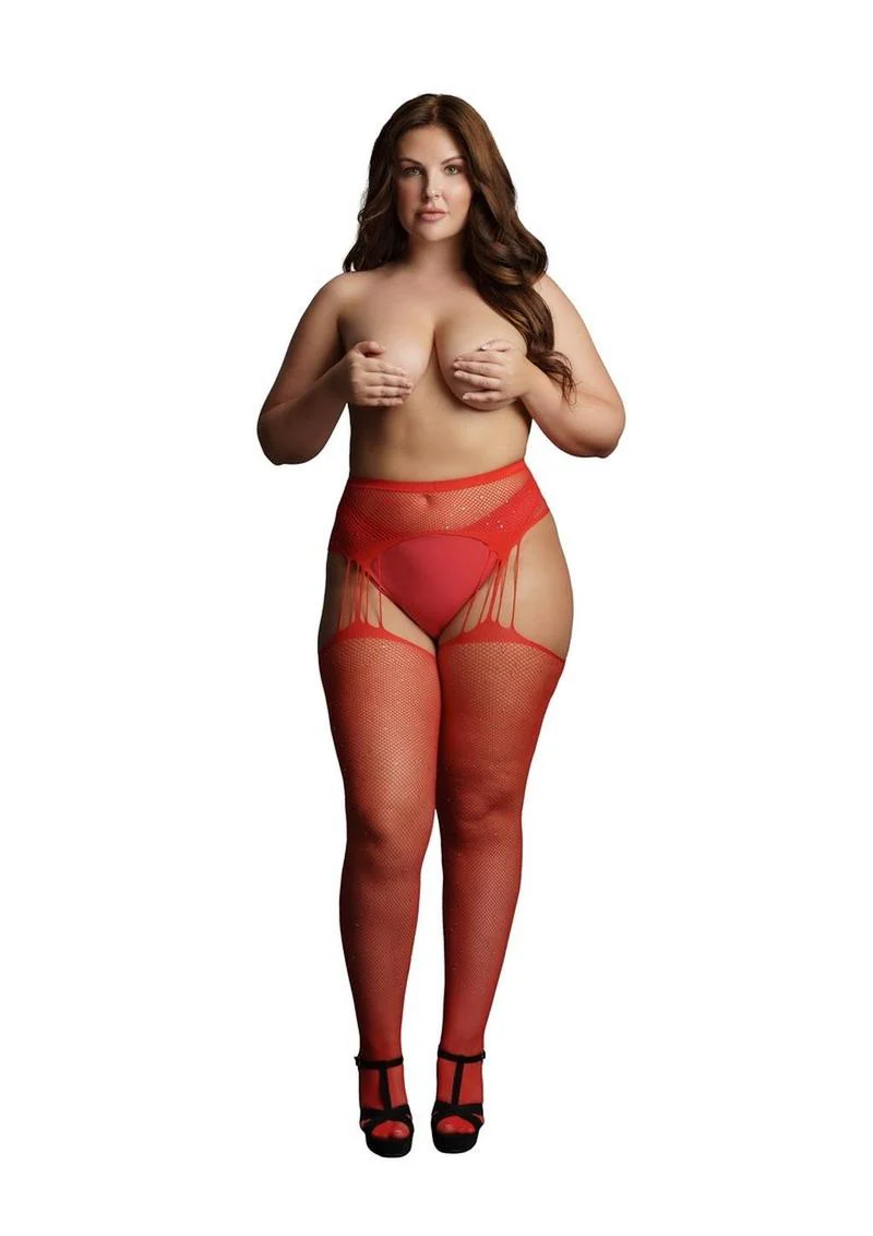 Le Desir Suspender Rhinestone Pantyhose - Image 2