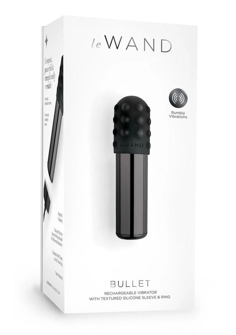 Le Wand Bullet Rechargeable Vibrator with Textured Silicone Sleeve and Ring - Image 3