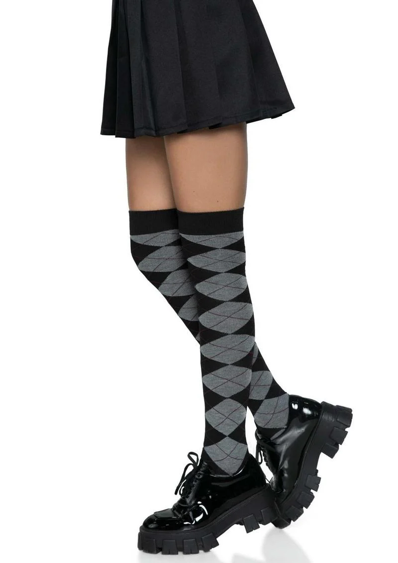 Leg Avenue Argyle Knit Over The Knee Socks - Image 4