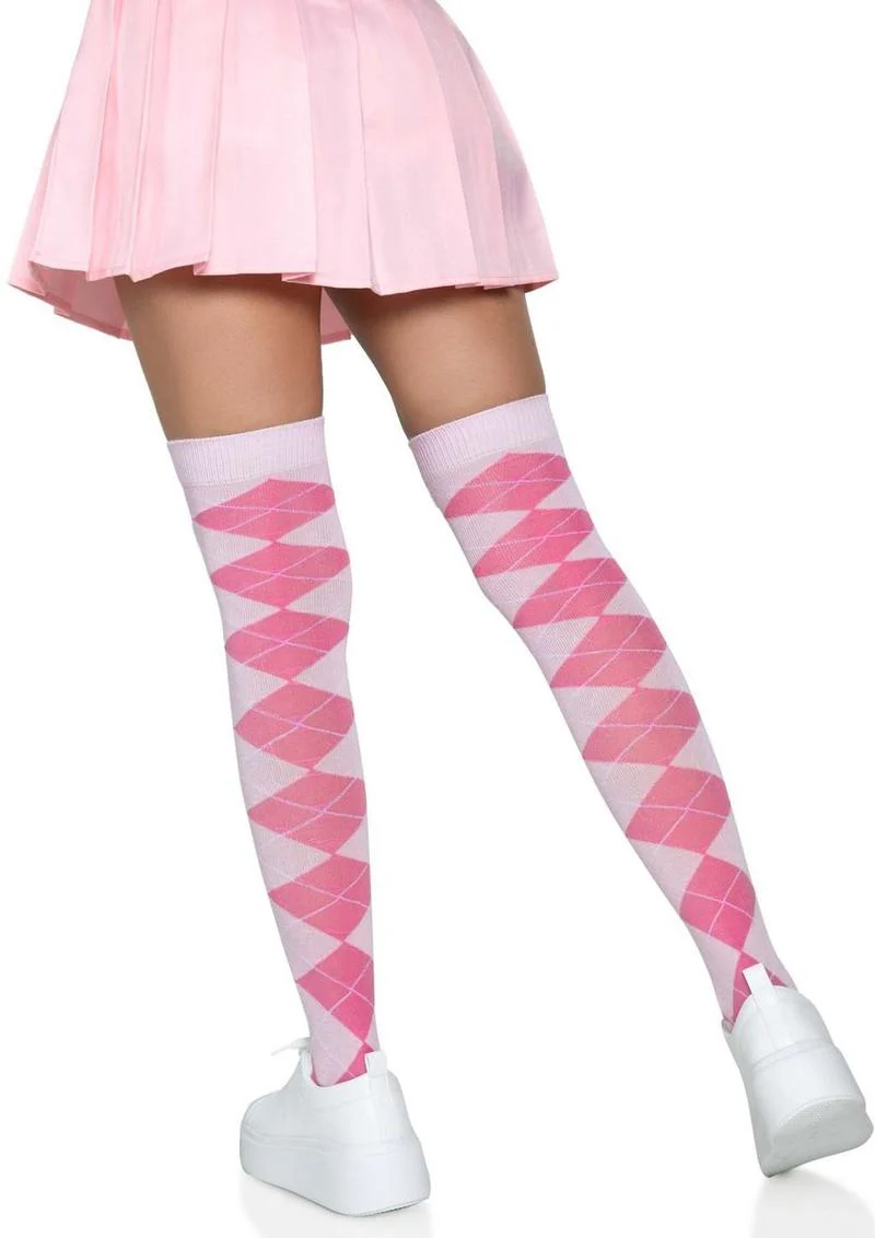 Leg Avenue Argyle Knit Over The Knee Socks - Image 5