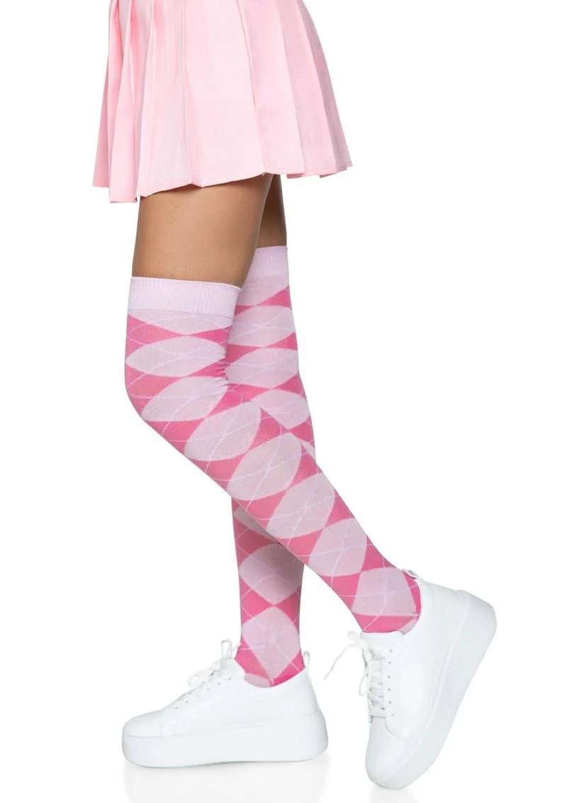 Leg Avenue Argyle Knit Over The Knee Socks - Image 6