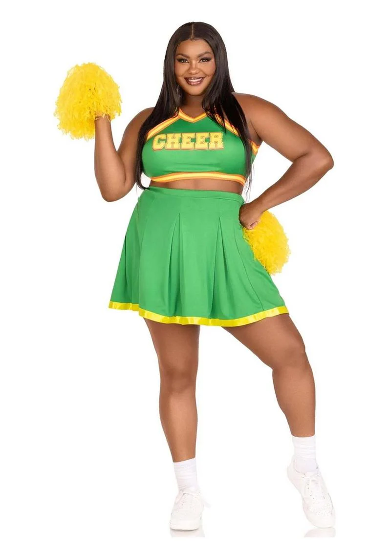 Leg Avenue Bring It Baddie Set Top with Cheer Logo, Pleated Skirt and Pom Pom (3 Piece) - 1x/2x - Image 4