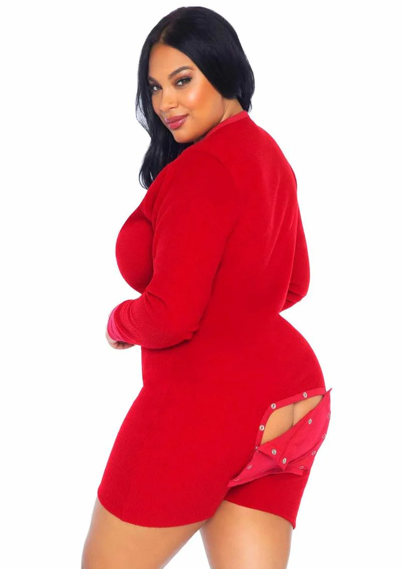 Leg Avenue Brushed Rib Romper Long Johns with Cheeky Snap Closure Back Flap - Image 16