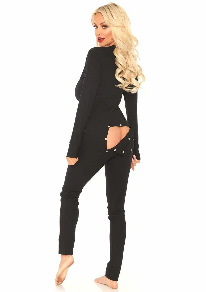Leg Avenue Cozy Brushed Rib Long Johns with Cheeky Snap Closure Back Flap - Image 15