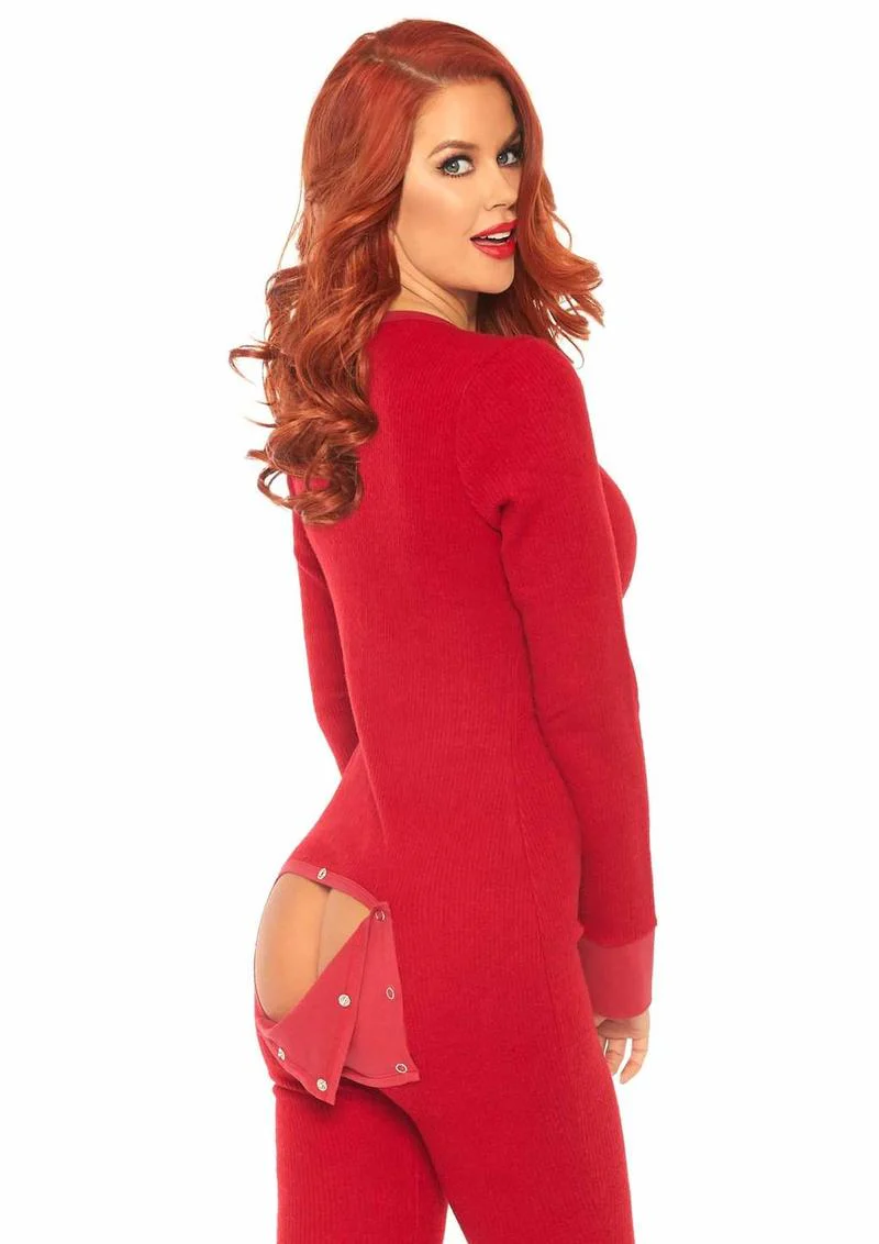 Leg Avenue Cozy Brushed Rib Long Johns with Cheeky Snap Closure Back Flap - Image 16