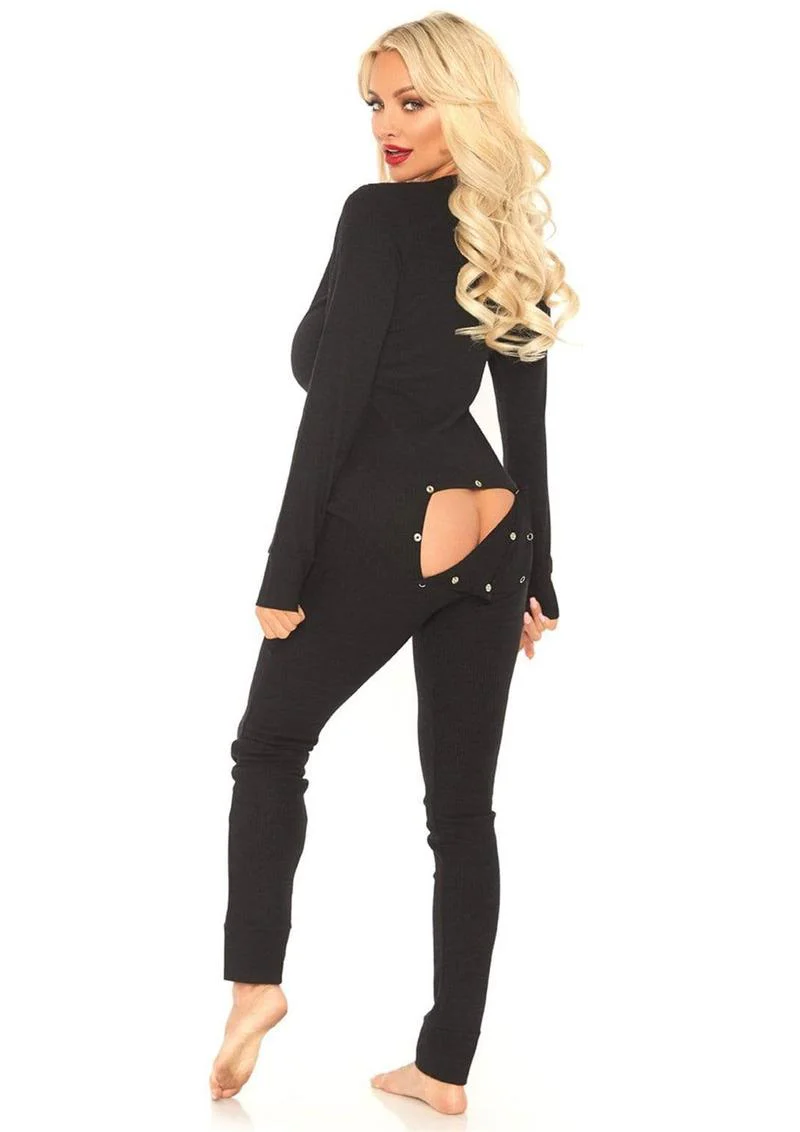 Leg Avenue Cozy Brushed Rib Long Johns with Cheeky Snap Closure Back Flap - Image 19