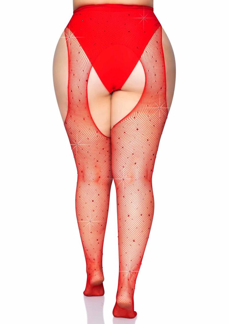 Leg Avenue Crystalized Fishnet Suspender Pantyhose - Image 2