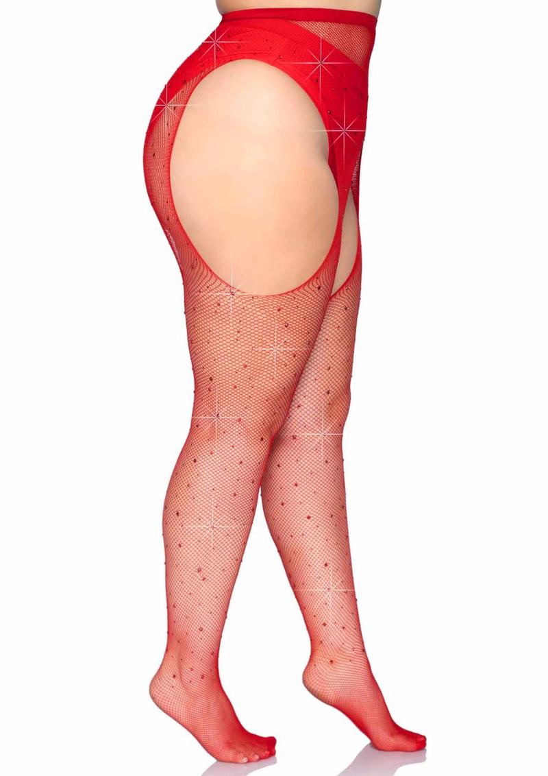 Leg Avenue Crystalized Fishnet Suspender Pantyhose - Image 3