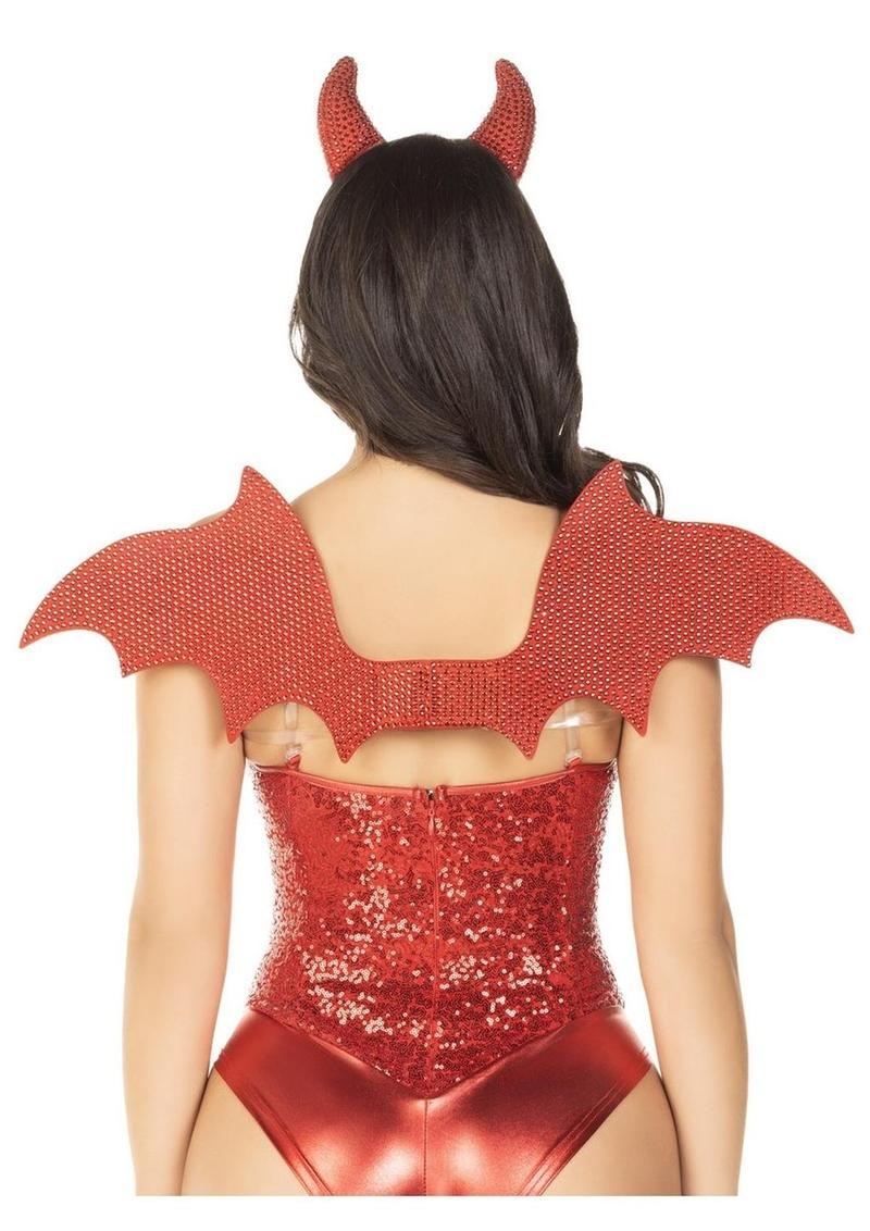 Leg Avenue Devil Kit Rhinestone Devil Wings and Horn Headband - Image 2