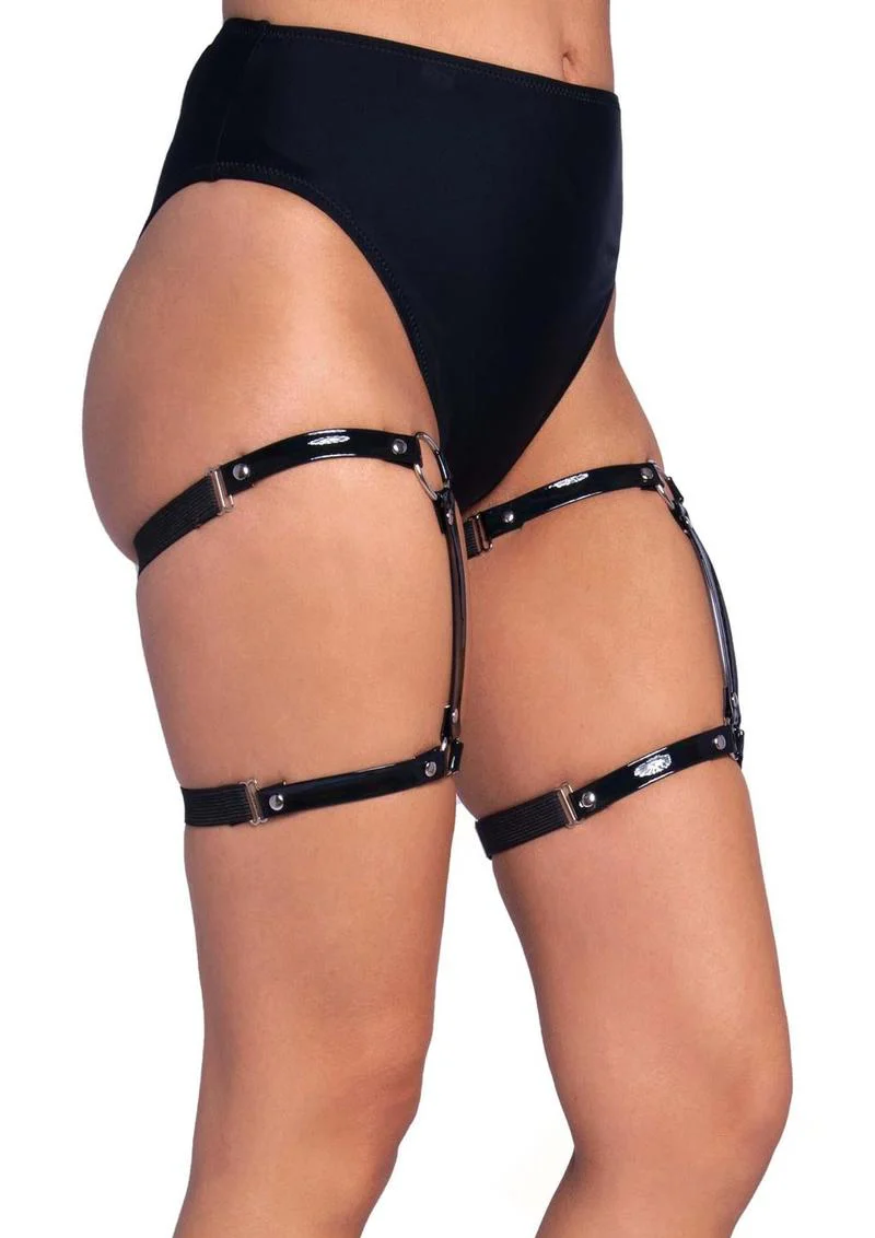 Leg Avenue Dual Strap Studded Thigh High Garters - Image 3