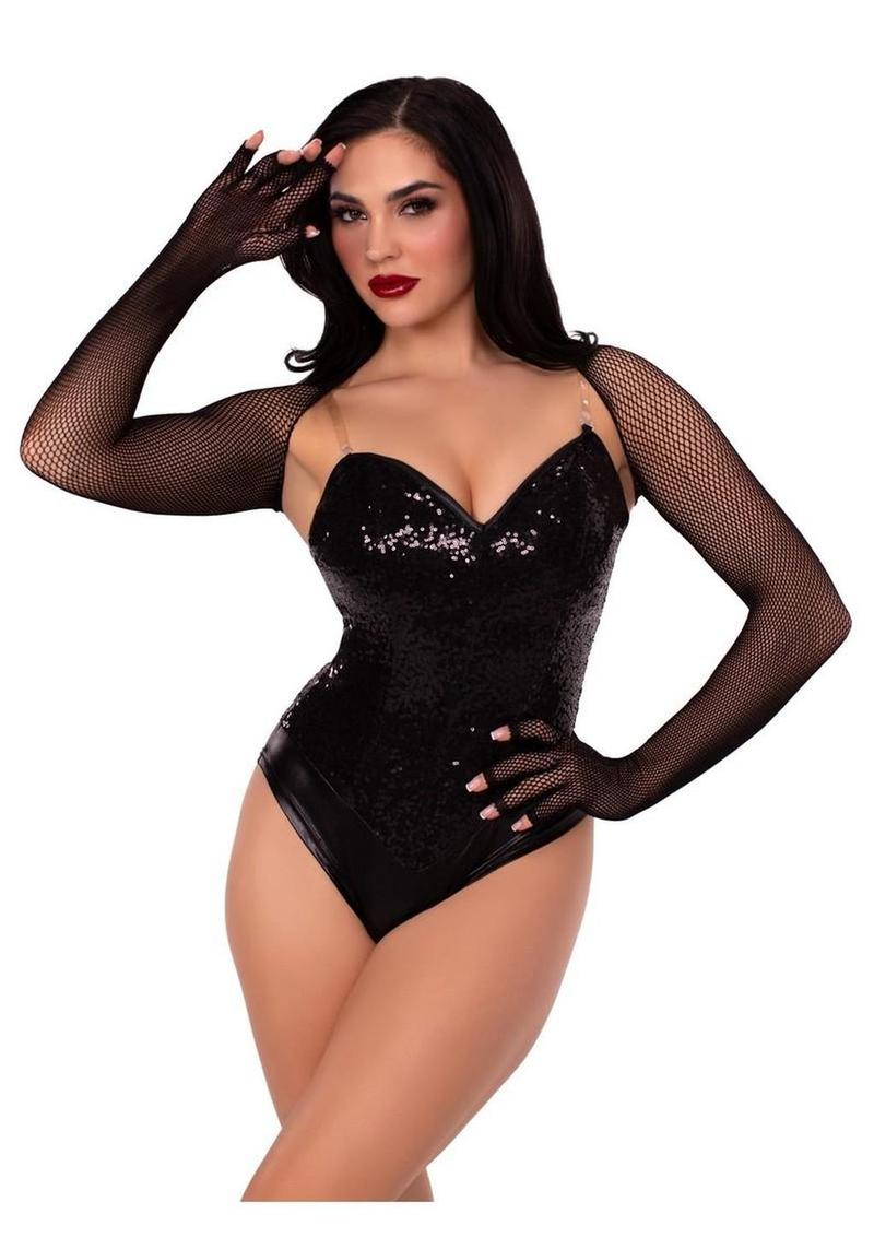 Leg Avenue Fishnet Fingerless Gloved Shrug - Image 4