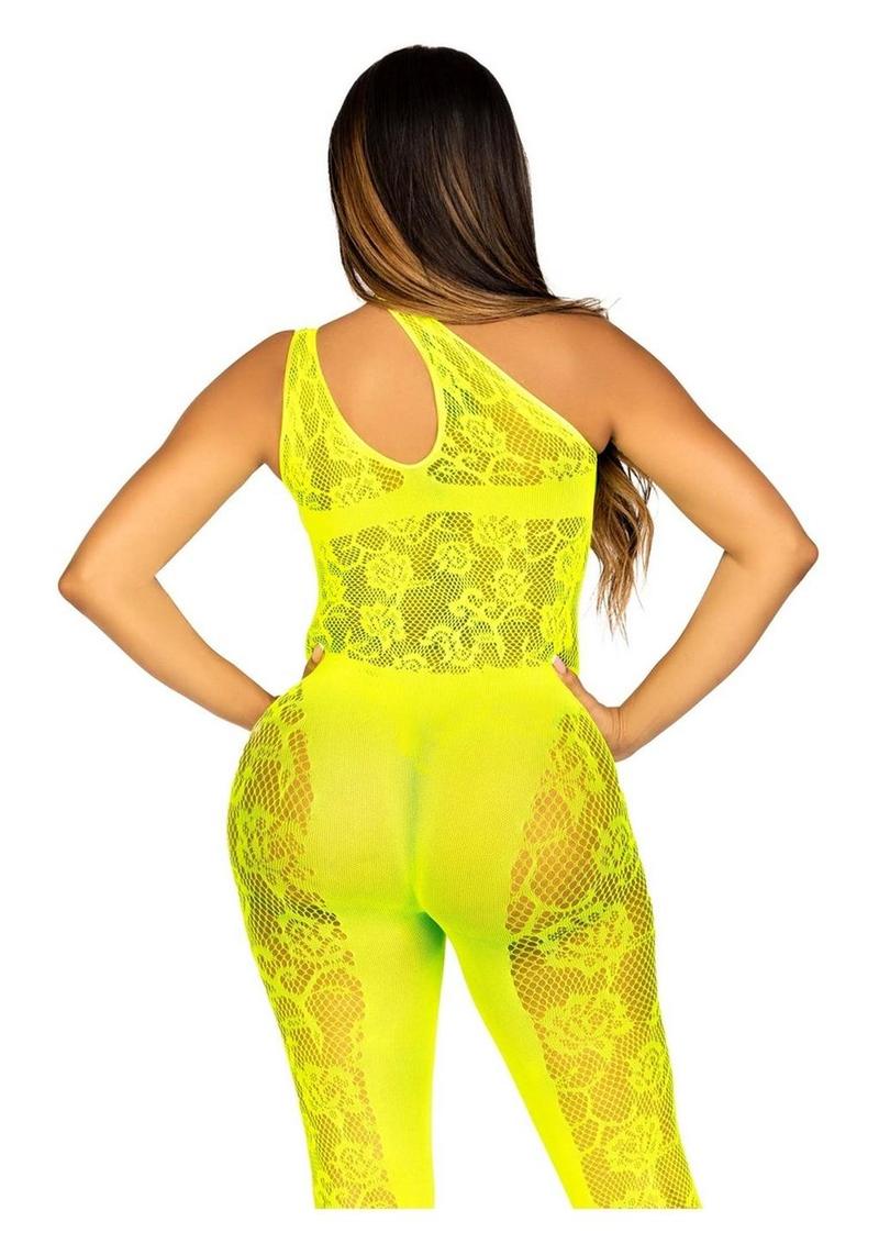 Leg Avenue Floral Lace Convertible Footless Bodystocking with Opaque Panel Detail - Image 4