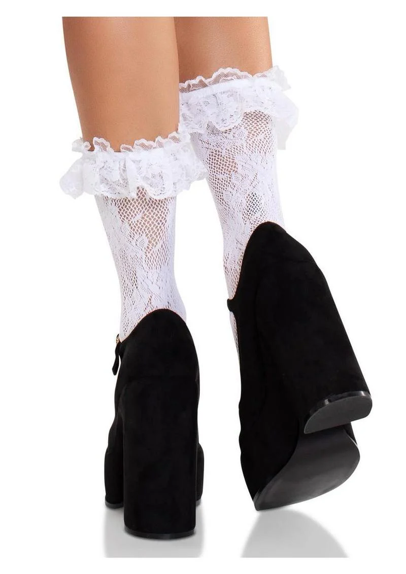 Leg Avenue Floral Lace Ruffle Top Anklets - Image 7
