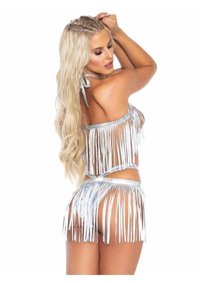 Leg Avenue Fringe Halter Top and Matching Bikini Bottoms - Image 11