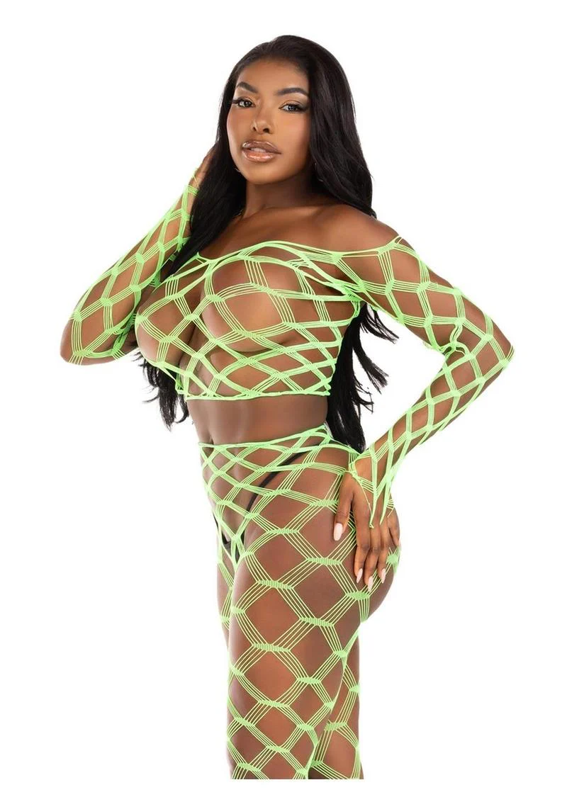 Leg Avenue Hardcore Net Crop Top and Footless Tights - Image 14