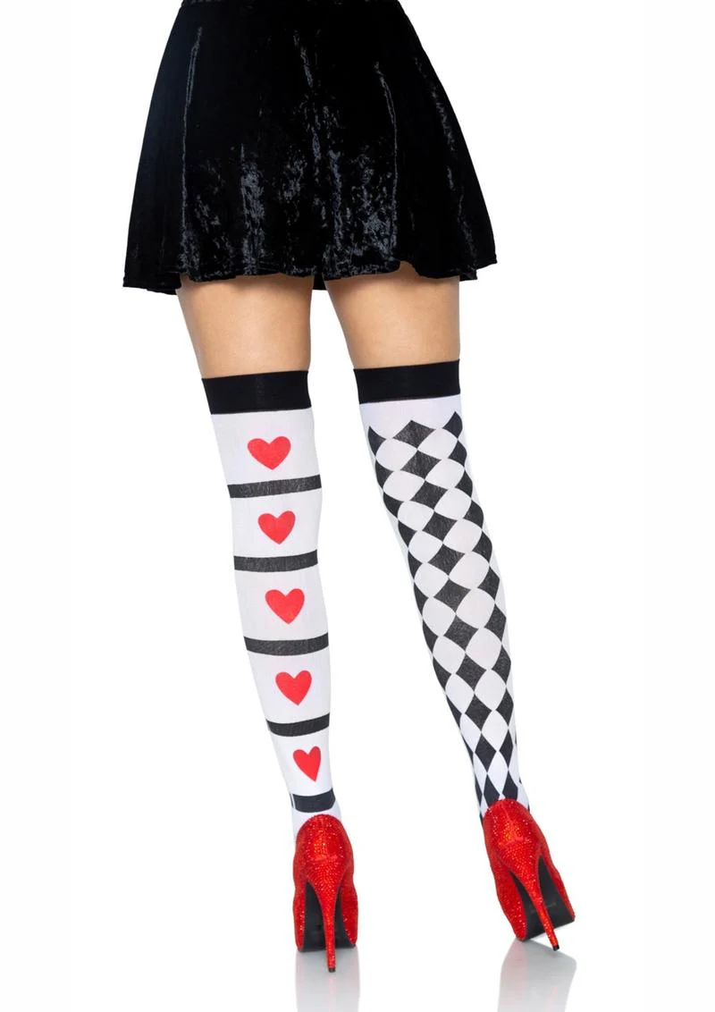 Leg Avenue Harlequin and Heart Thigh High - Image 2