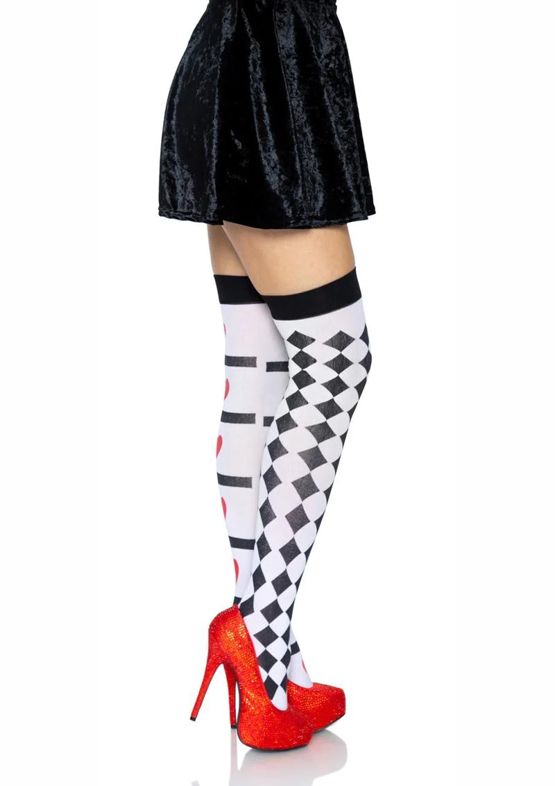 Leg Avenue Harlequin and Heart Thigh High - Image 3