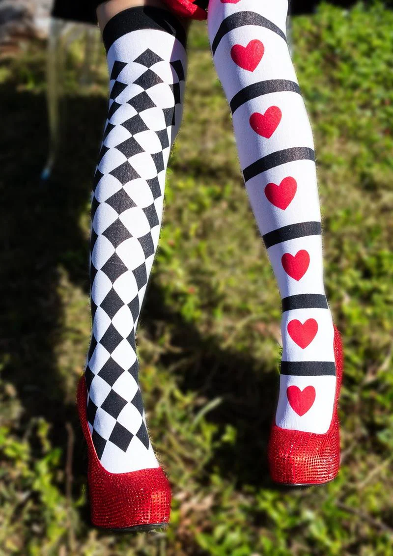 Leg Avenue Harlequin and Heart Thigh High - Image 4
