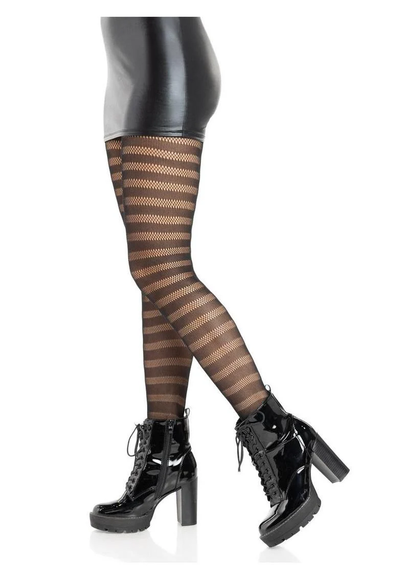 Leg Avenue Horizontal Striped Net Tights - Image 3