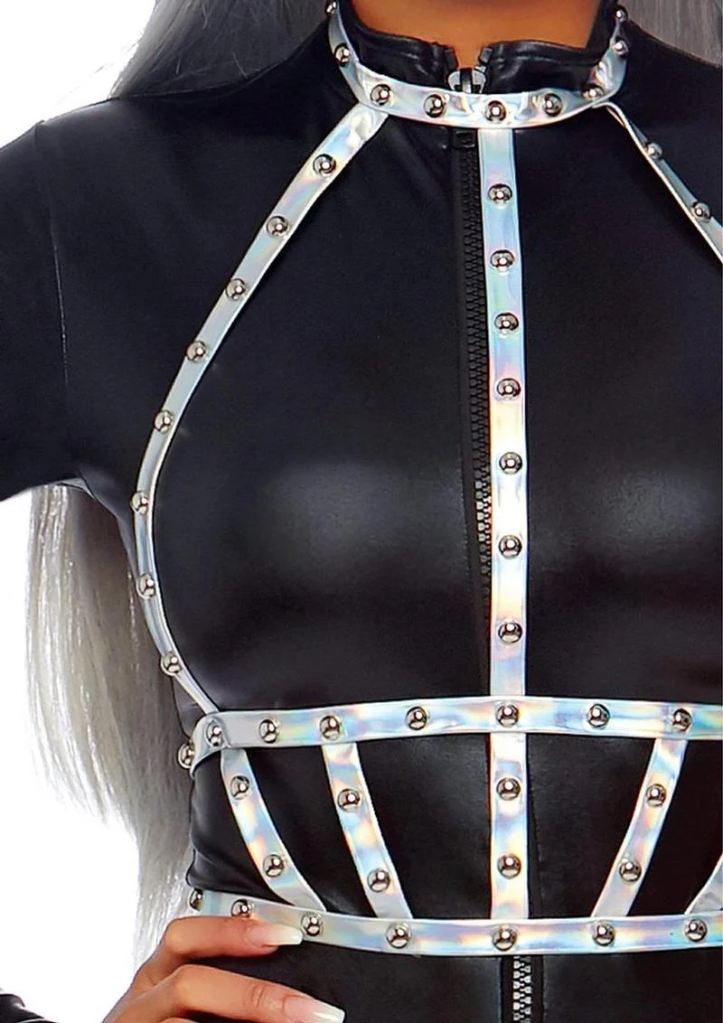 Leg Avenue Iridescent Studded Vinyl Body Harness - Image 3