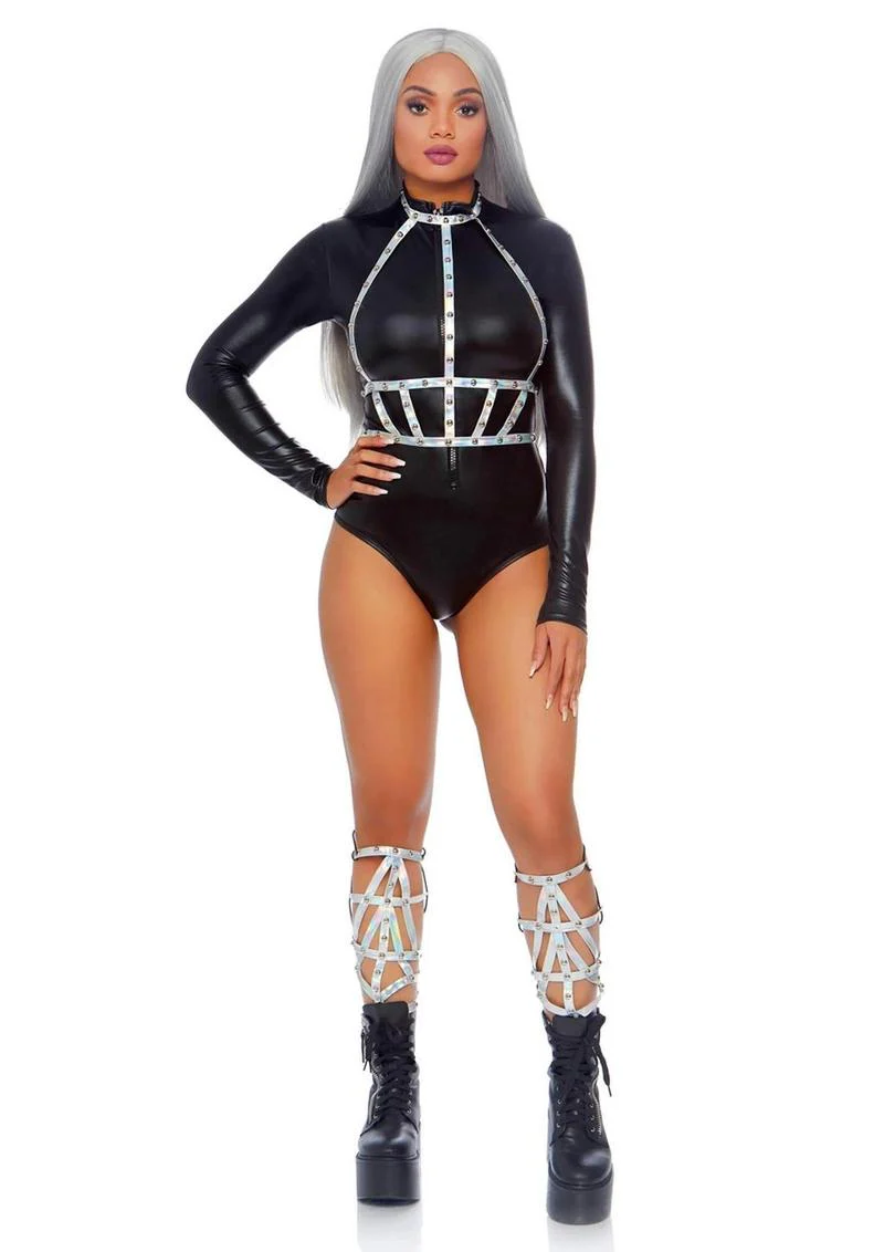 Leg Avenue Iridescent Studded Vinyl Body Harness - Image 4