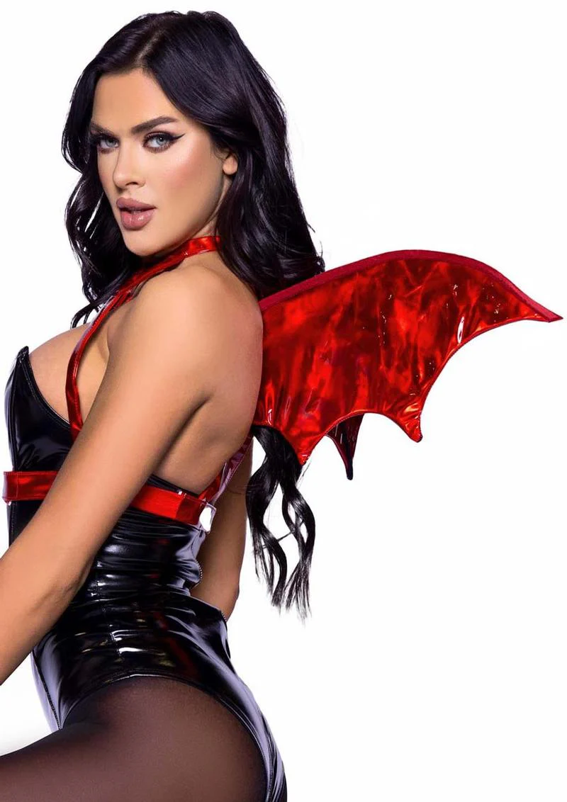 Leg Avenue Iridescent Vinyl Devil Wing Body Harness - Image 3