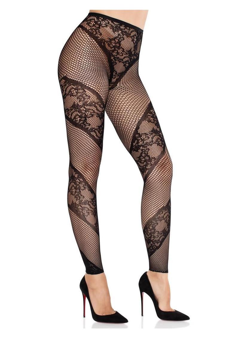 Leg Avenue Lace and Net Illusion Footless Tights - Image 2