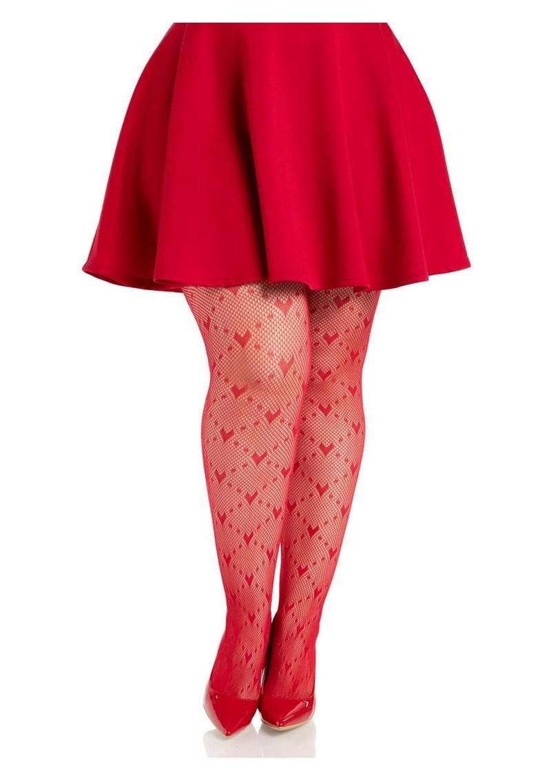 Leg Avenue Love Struck Heart Net Tights - 1x/2x - Image 4