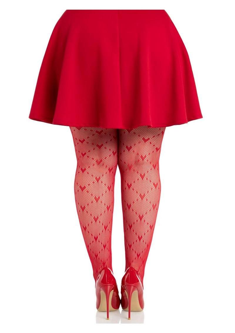 Leg Avenue Love Struck Heart Net Tights - 1x/2x - Image 5