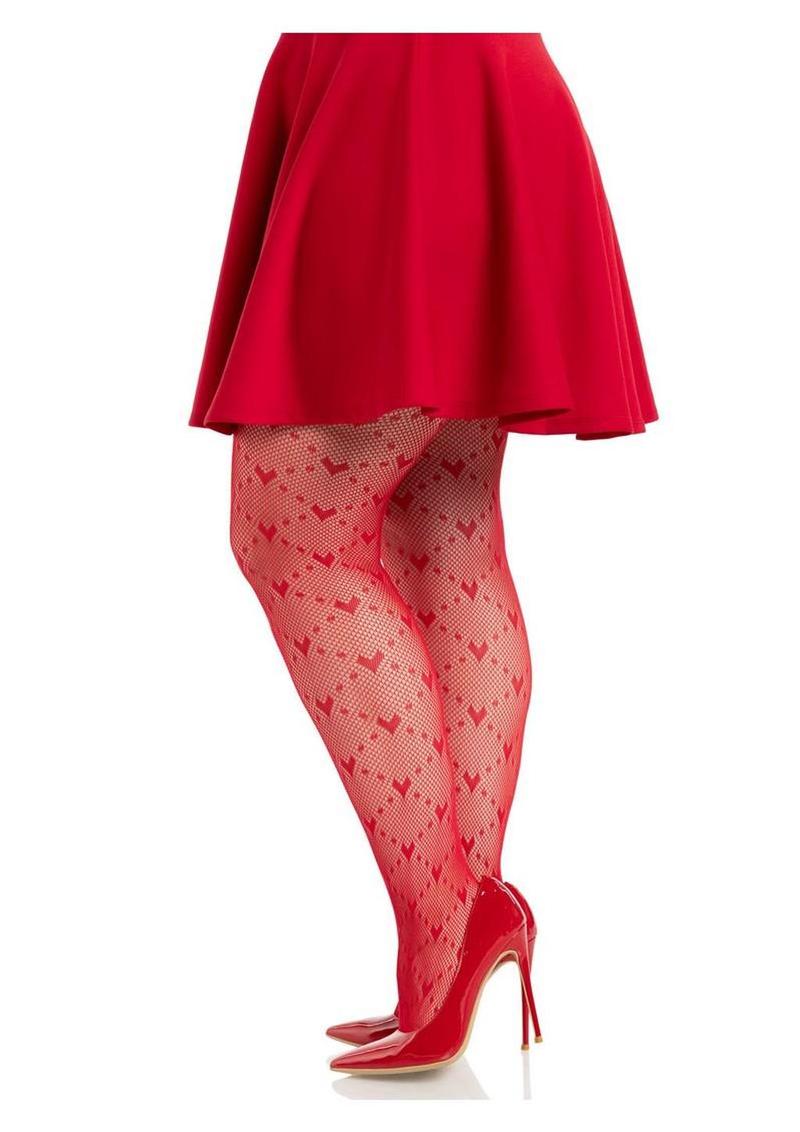 Leg Avenue Love Struck Heart Net Tights - 1x/2x - Image 6