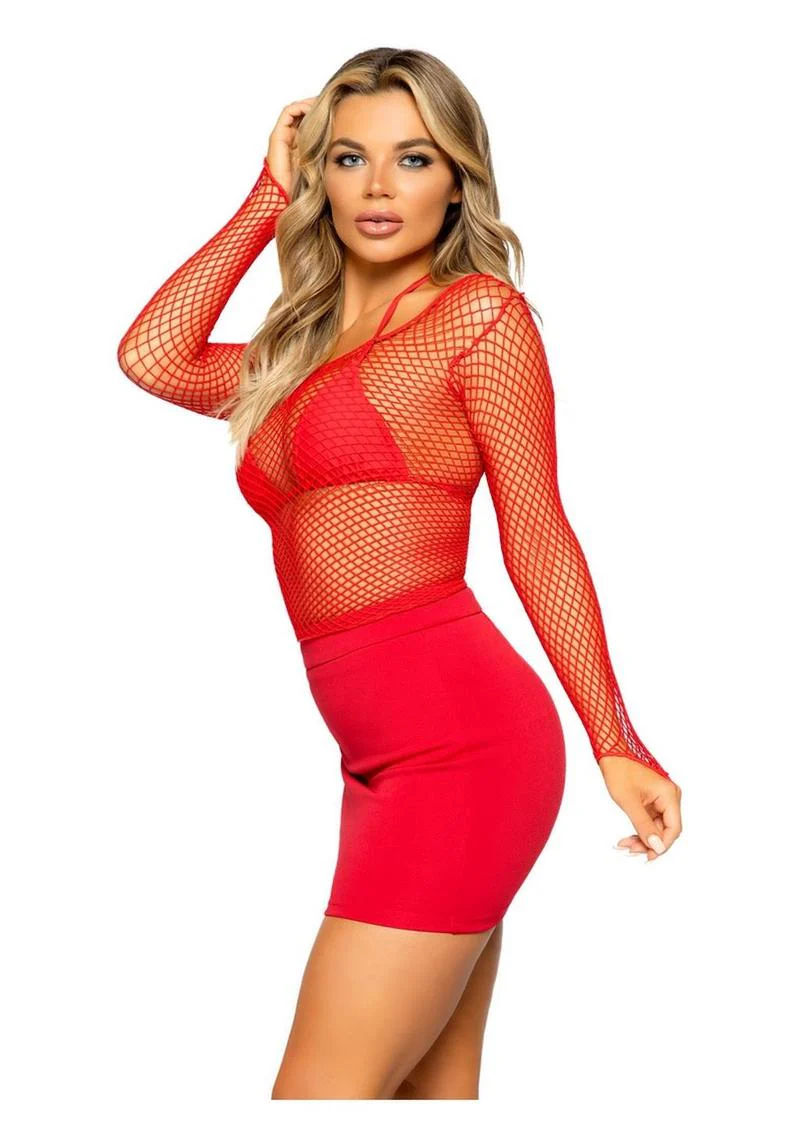 Leg Avenue Lycra Industrial Fishnet Long Sleeve T-Shirt - Image 2