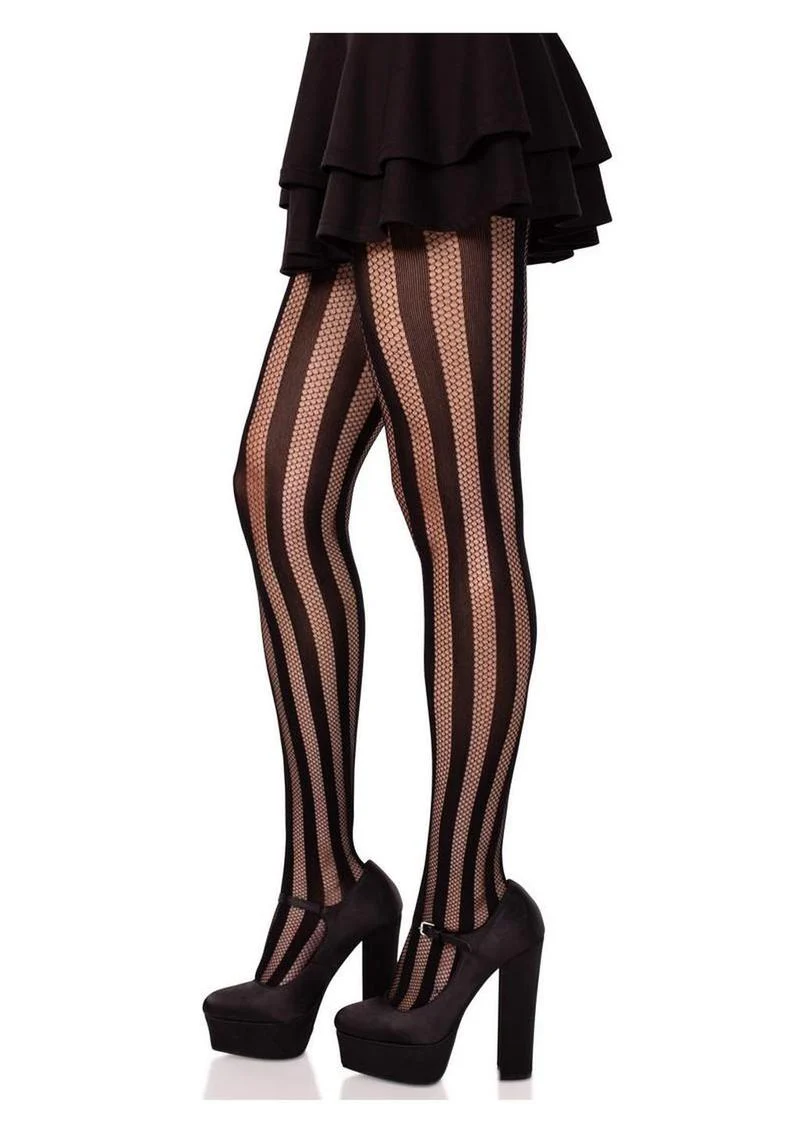 Leg Avenue Net and Opaque Striped Tights - Image 2