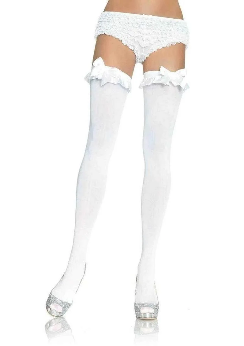 Leg Avenue Nylon Over The Knee with Ruffle Bow