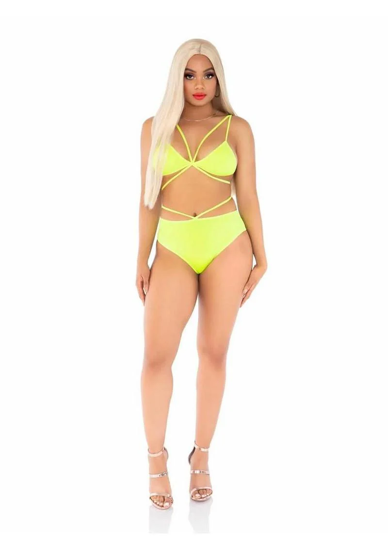 Leg Avenue Opaque Cage Strap Bra Top and Brazilian Briefs - Image 3