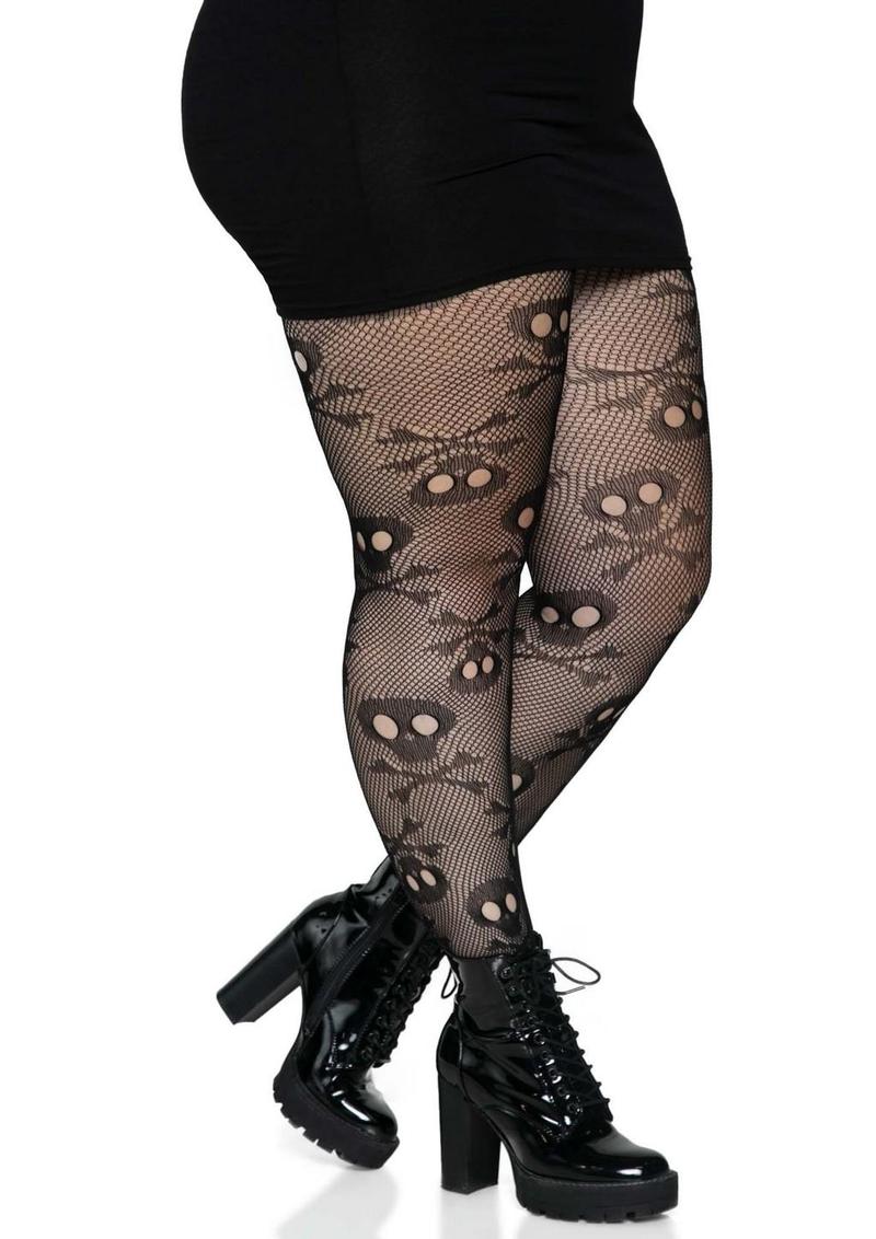 Leg Avenue Pirate Booty Skull Net Pantyhose - Image 4