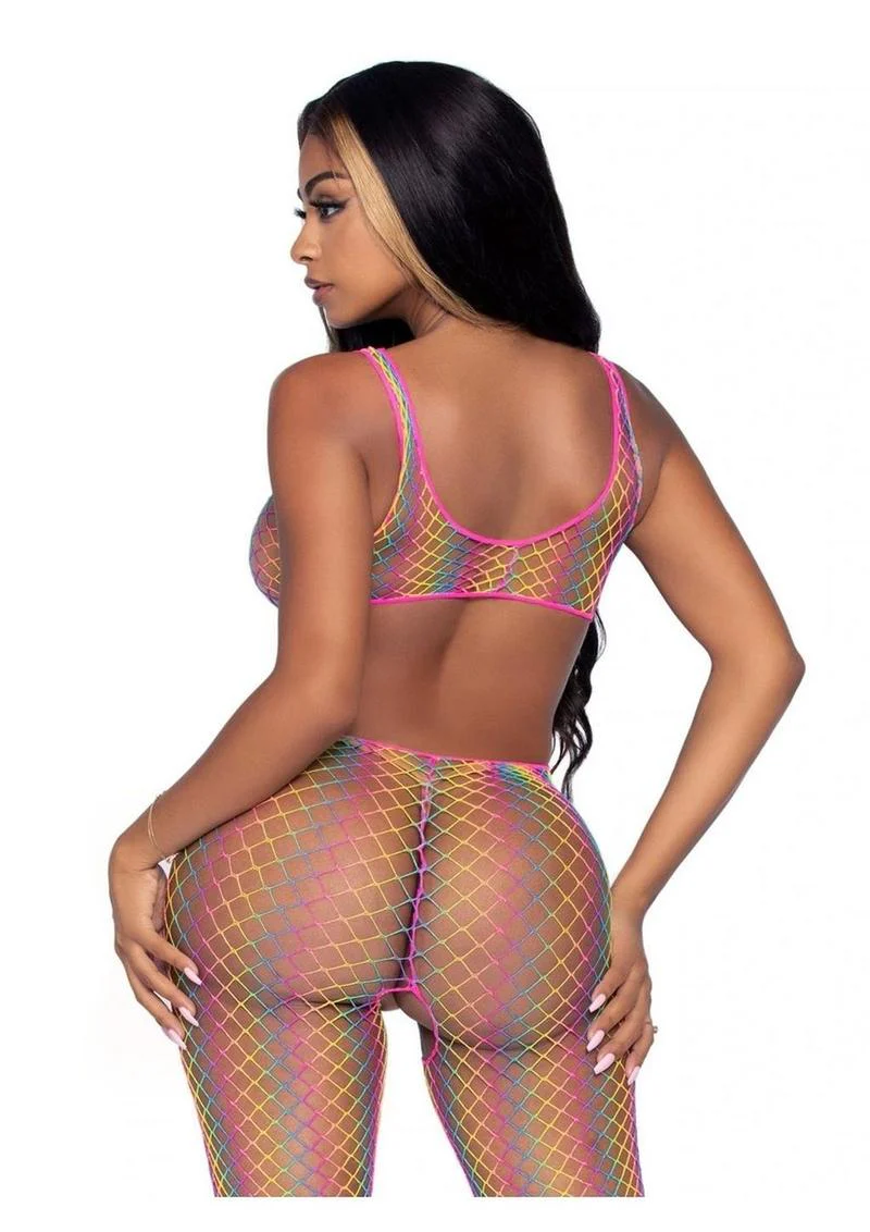 Leg Avenue Rainbow Net Cut-Out Footless Tank Bodystocking - Image 2