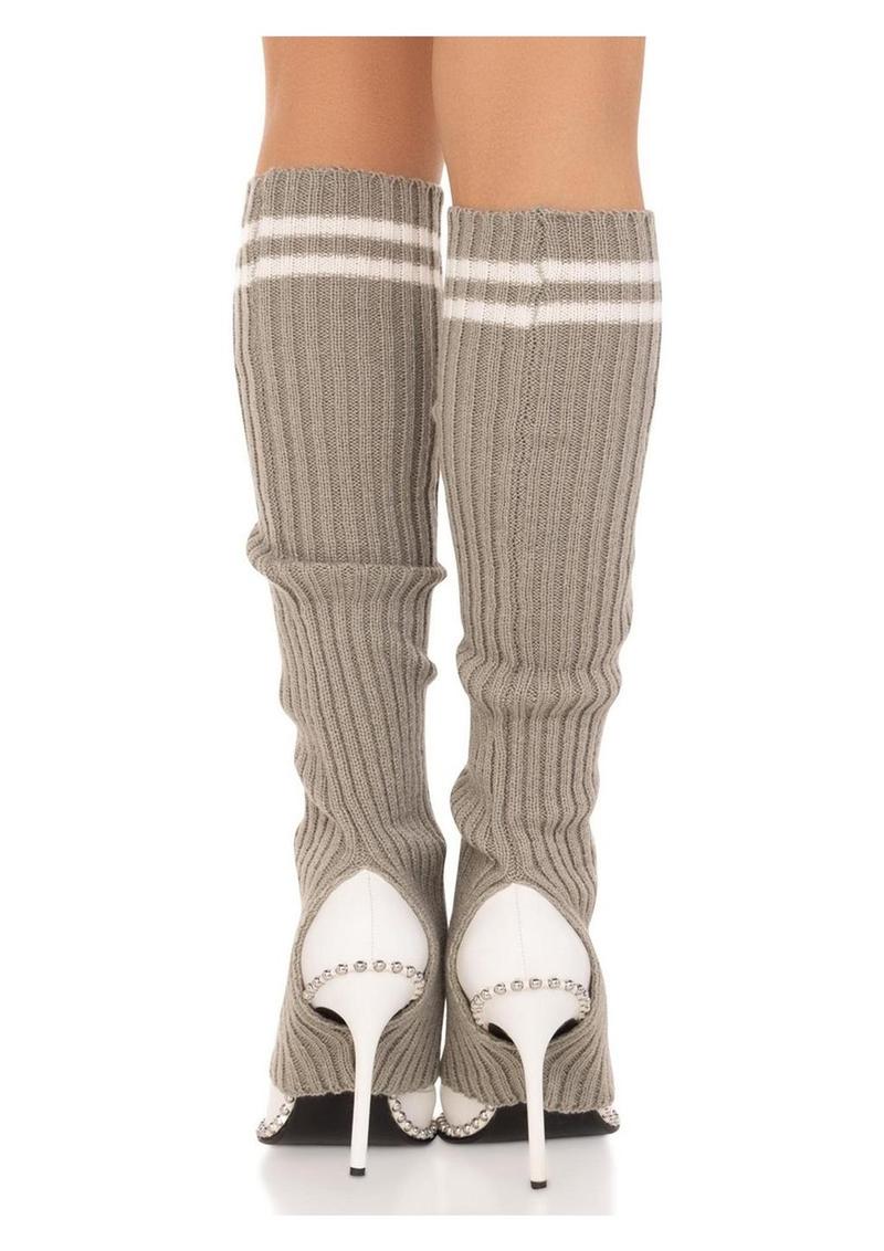 Leg Avenue Ribbed Stirrup Leg Warmers with Athletic Stripe - Image 11